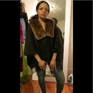 J. Crew Sweaters - JCrew shearling poncho in black J. Crew Sweaters - JCrew shearling poncho in black